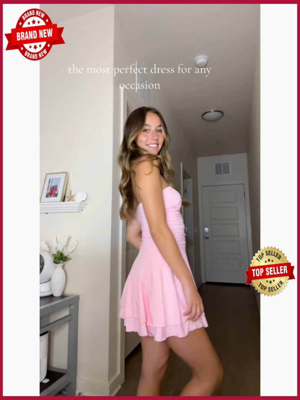 Strapless Ruched Basque Waist Ruffle Layer Mini Party Dress - Picture 7 of 7